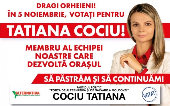 Alexei Lungu, lider de partid: „Stimați orheieni! Vă rog să o votați duminica aceasta pe Tatiana Cociu!”